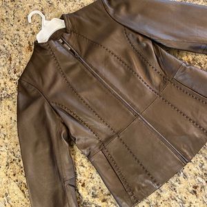 Bronze short leather jacket from Coldwater Creek